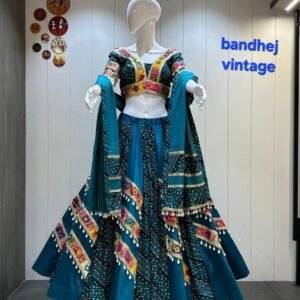 Jam Cotton Chaniya Choli With Bandhani Print