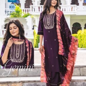 Jamini Wine Straight Cut Work Roman Silk Kurtis