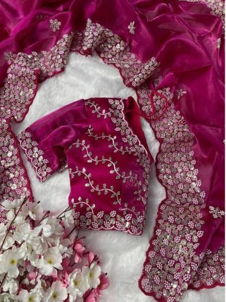 jimmy chhoo satin fully stitch 1729511508 Sequence Zari Work Jimmy Chhoo Satin Saree