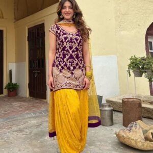 New Ready Made Cotton Purple Salwar Suit Set