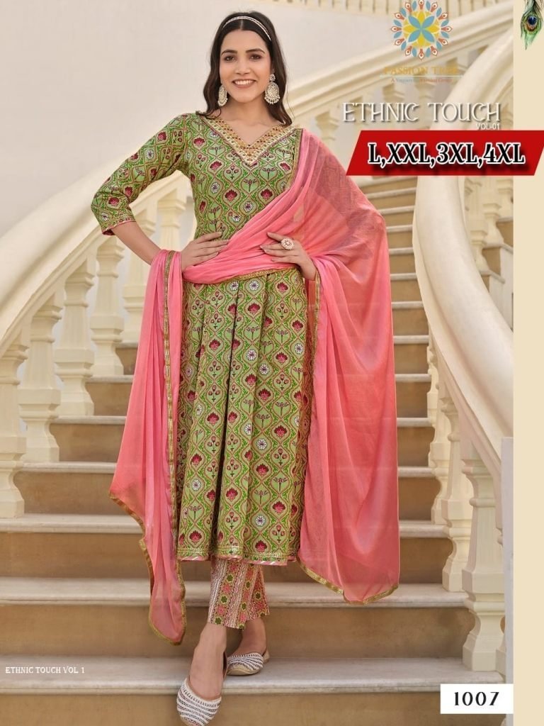 kajal style fancy embroidery w 1713011113 Kajal style Fancy Embroidery work Heavy printed Cotton anarkali kurti