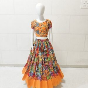 Kalamkari Printed Kids Girls Lehenga Choli