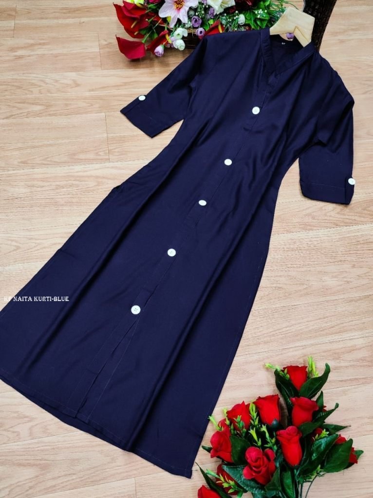 kf plain blue rayon naira kurt 1716370697 KF Plain Blue Rayon Naira Kurti