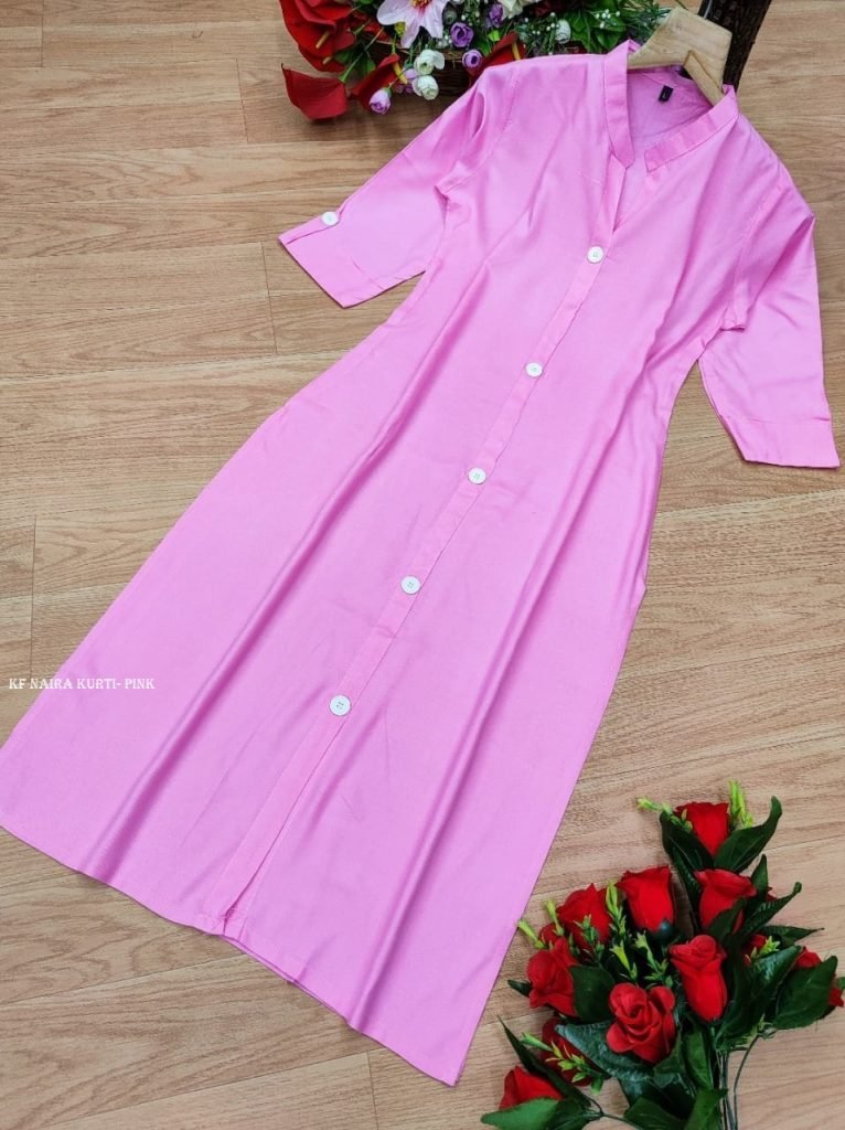 kf plain pink rayon naira kurt 1716370942 KF Plain Pink Rayon Naira Kurti