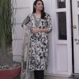 Khatli Hand Work Soft Organza Kurti Pant Set