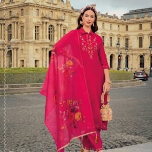 Khawaish Handwork Viscose Silk Kurtis With Afghani Style Bottom