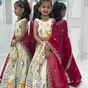 Beautiful Sequence Work Tissue Silk Kids Lehenga