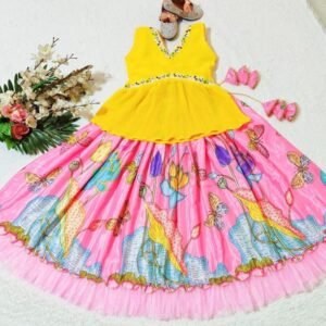 Kids Wear Embroidered Lehanga Choli With Printed Work