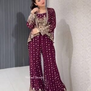 Koti Blouse Palazzo With Georgette Embroidered Sequence Work