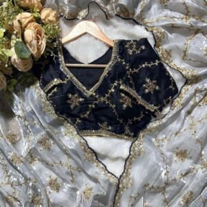 Ladies Grey Wedding Wear Pure Soft Jimmy Choo Silk Sarees