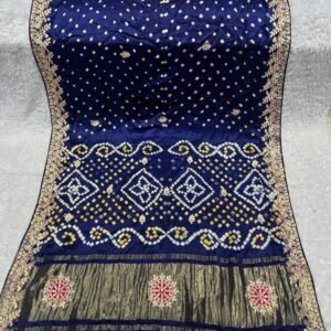 Ladies Luxury Look Blue Pure Lagdi Patta Gajji Silk Sarees