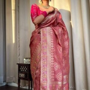Ladies Orchid Pink Wedding Banarasi Soft Silk Saree