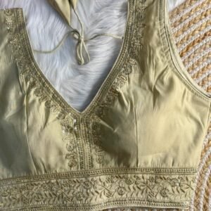Ladies Party Wear Gold Embroidery Work Ready Made Blouse