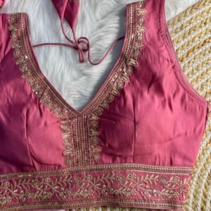 Ladies Party Wear Onion Gold Thread Work Ready Made Blouse