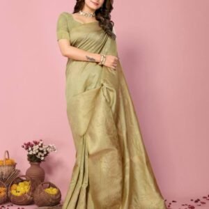 Ladies Soft Dola Silk Mehendi Color Saree for Special Occasions