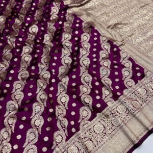 LAHER Wine Beautiful Pure Banarasi Silk Saree