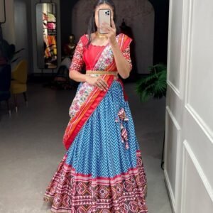 Laheriya Patola Print Blue Lehenga
