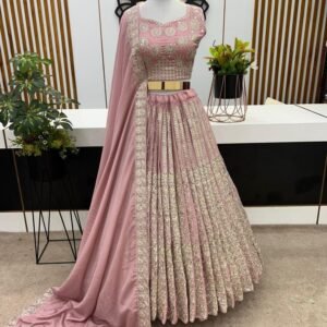 Latest Baby Pink Chinon Silk Lhenga Choli