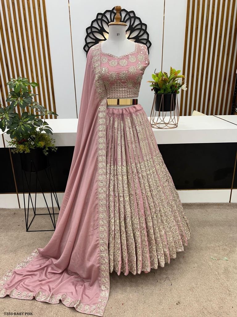 latest baby pink chinon silk l 1724996990 Latest Baby Pink Chinon Silk Lhenga Choli