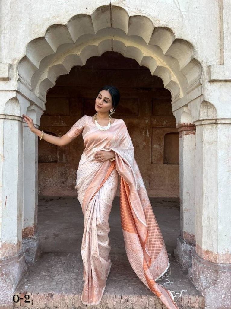 latest cream colour saree with 1721391168 Latest Cream Colour Saree With Heavy Brocade Blouse