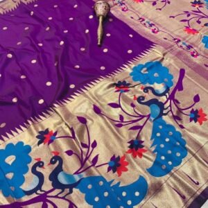 Latest Dark Purple Soft Kanchivaram Pethani Silk Saree