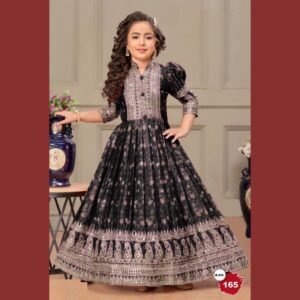 Latest Designer Embroidered Silk Black Gown