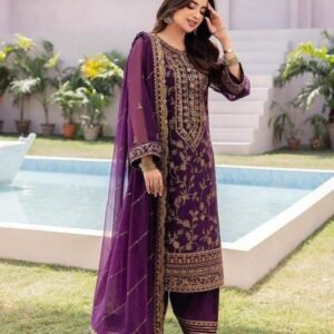 Latest Designer Heavy Work Chinon Silk Palazo Suits Set