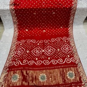 Latest Designer Red Lagadi Patta Gajji Silk Saree