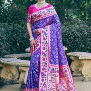 Latest Fancy Purple Paithani Saree With Colorful Tassels