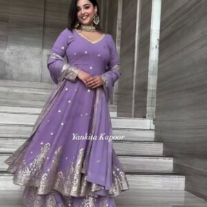 Latest Faux Georgette Anarkali Kurti Sharara and Dupatta