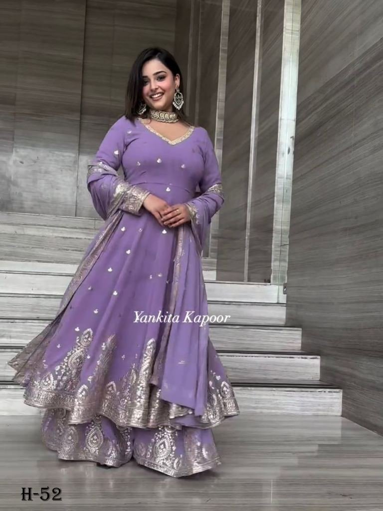 latest faux georgette anarkali 1724155507 Latest Faux Georgette Anarkali Kurti Sharara and Dupatta