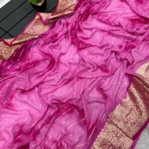 Latest Festive Wear Tie dye Viscose Rani Pink Saree