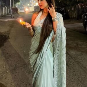 Latest Fox Georgette Embroidered Saree