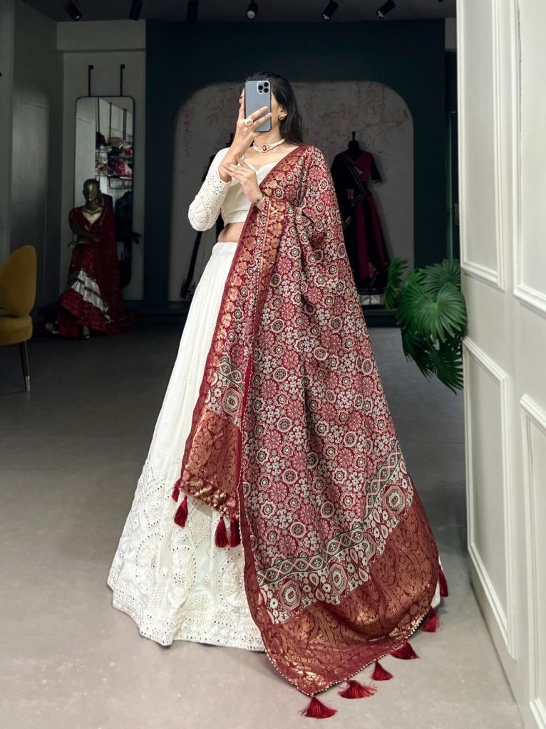 latest georgette lehenga with 1728908157 Latest Georgette Lehenga With Printed Dupatta