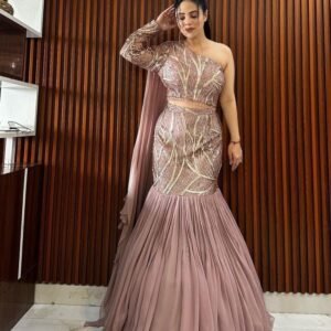 Latest Georgette Nude Lehenga and blouse with dupatta