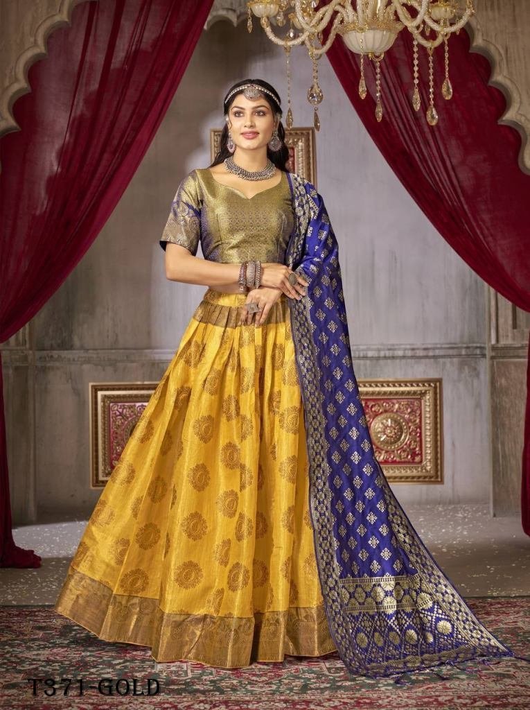 latest gold jaquard silk lehen 1725449670 Latest Gold Jaquard Silk Lehenga Choli