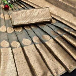 Latest Grey Color Soft Organza Silk Saree