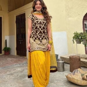 Latest Heavy Micro Cotton Brown Salwar Suit Set