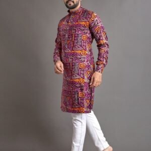 Latest Indian Wear Cotton Magenta Men Kurta With Pajama