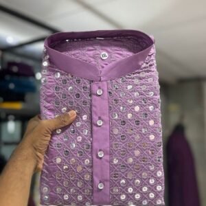 Latest Mens Lavender Colour Kurta And Pyjama Set