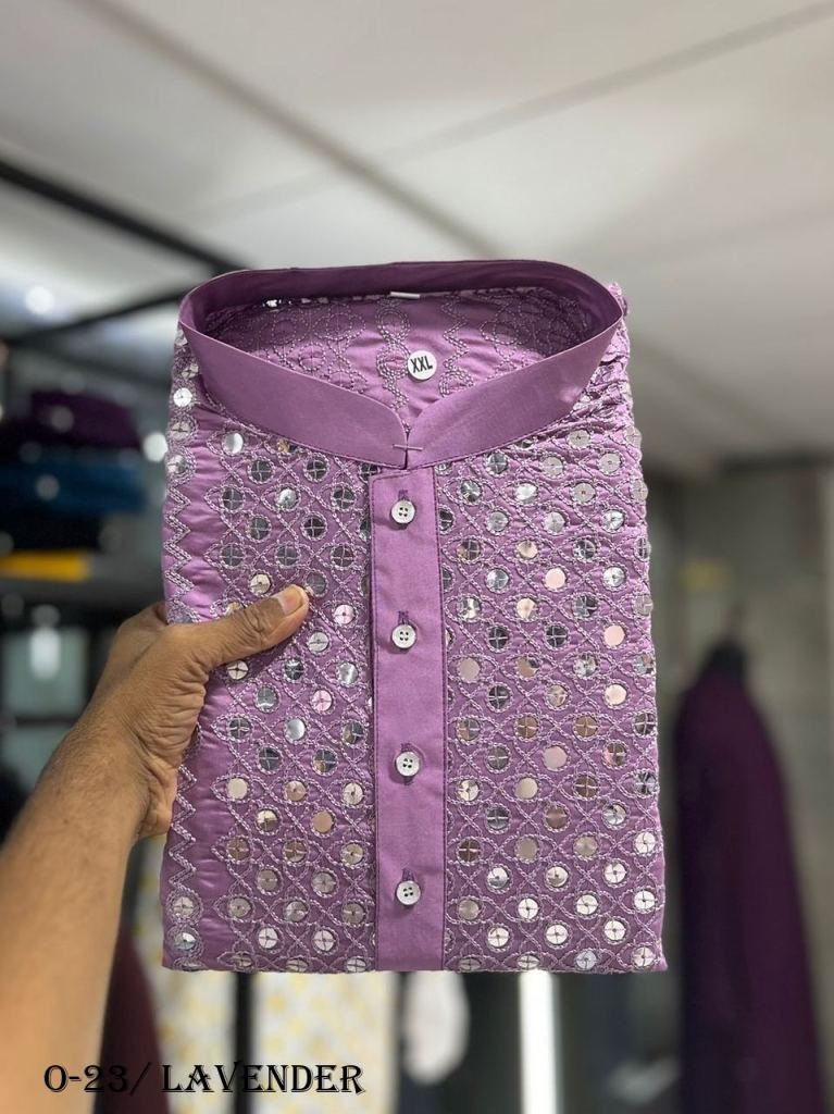 latest kurta and pyjamas in la 1721818072 Latest Mens Lavender Colour Kurta And Pyjama Set
