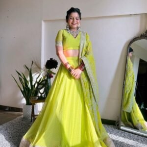 Latest Launch Luxurious Georgatte Neon Lehenga Choli and Dupatta
