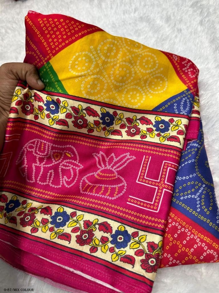 latest launch mix colour bandh 1724935986 Latest Launch Mix Colour Bandhani Saree