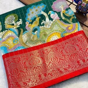 Latest Launch Green With Red Pallu Saree