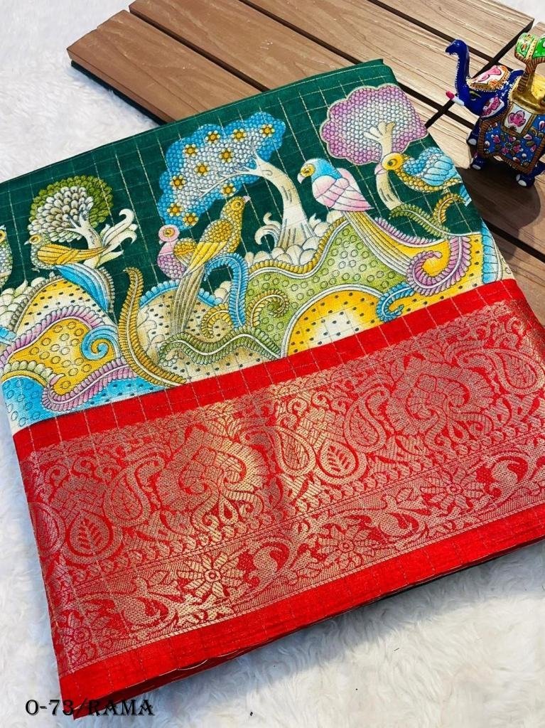 latest launch rama with red pa 1724331721 Latest Launch Green With Red Pallu Saree