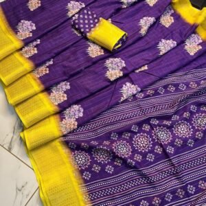 Latest Launch Silk Uniform Purple Saree with Jequrd Boder