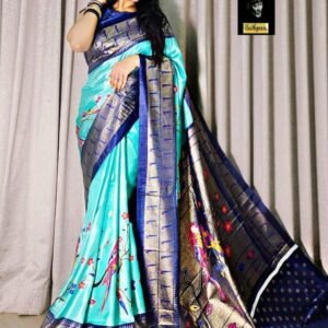 Latest Launch Sky Blue Dola Silk saree
