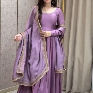 Latest Lavender French Anarkali Suit and Dupatta