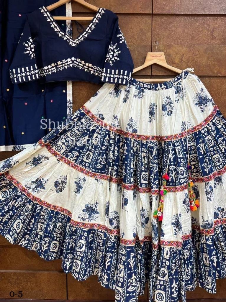 latest lounching digital print 1721473910 Latest Launching Digital Print Muslin Cotton Blue Lehenga Choli