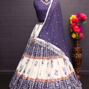 Latest Launching Digital Print Muslin Cotton Purple Lehenga Choli